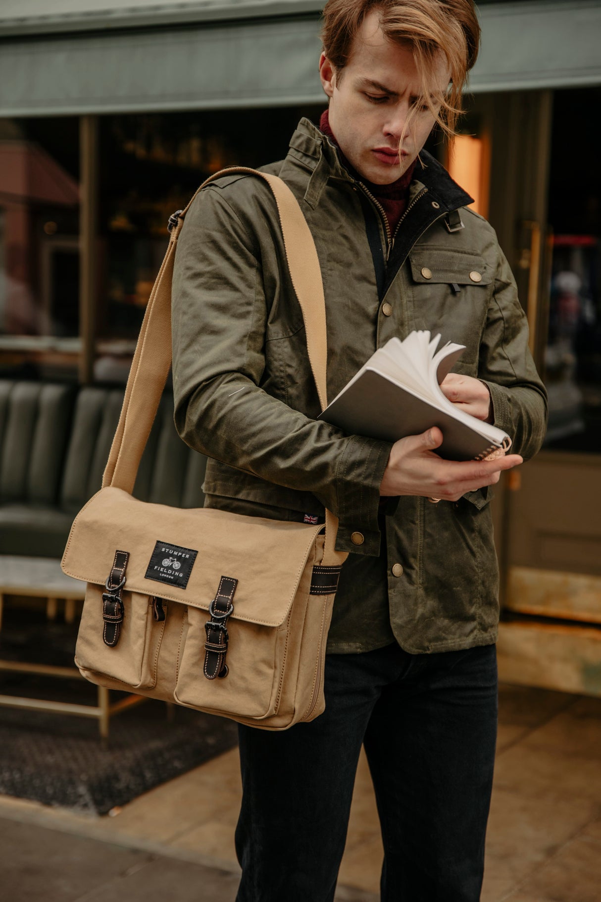 The Cranbourne Black Label in Sand – Field Bag in Stonewashed Canvas
