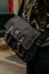 The Cranbourne Black Label in Black – Field Bag in Waxed Canvas