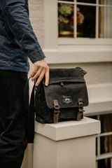 The Loxley Black Label – Messenger Bag in Black Waxed Canvas