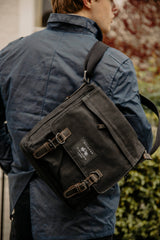 The Loxley Black Label – Messenger Bag in Black Waxed Canvas