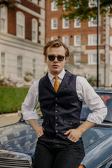 Navy Tweed Waistcoat - The Walham