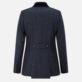 Portobello Dark Blue Herringbone with Navy Velvet