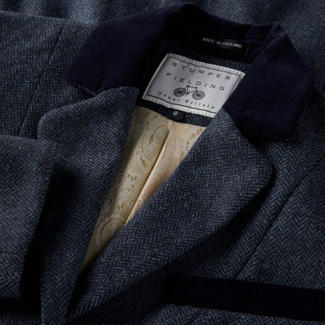 Portobello Dark Blue Herringbone with Navy Velvet