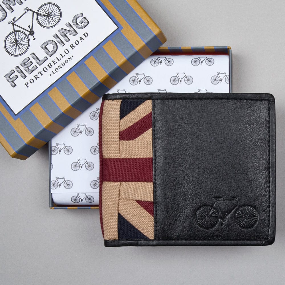 Stumper Leather Wallet Stitched Union Jack in Cotton Panel