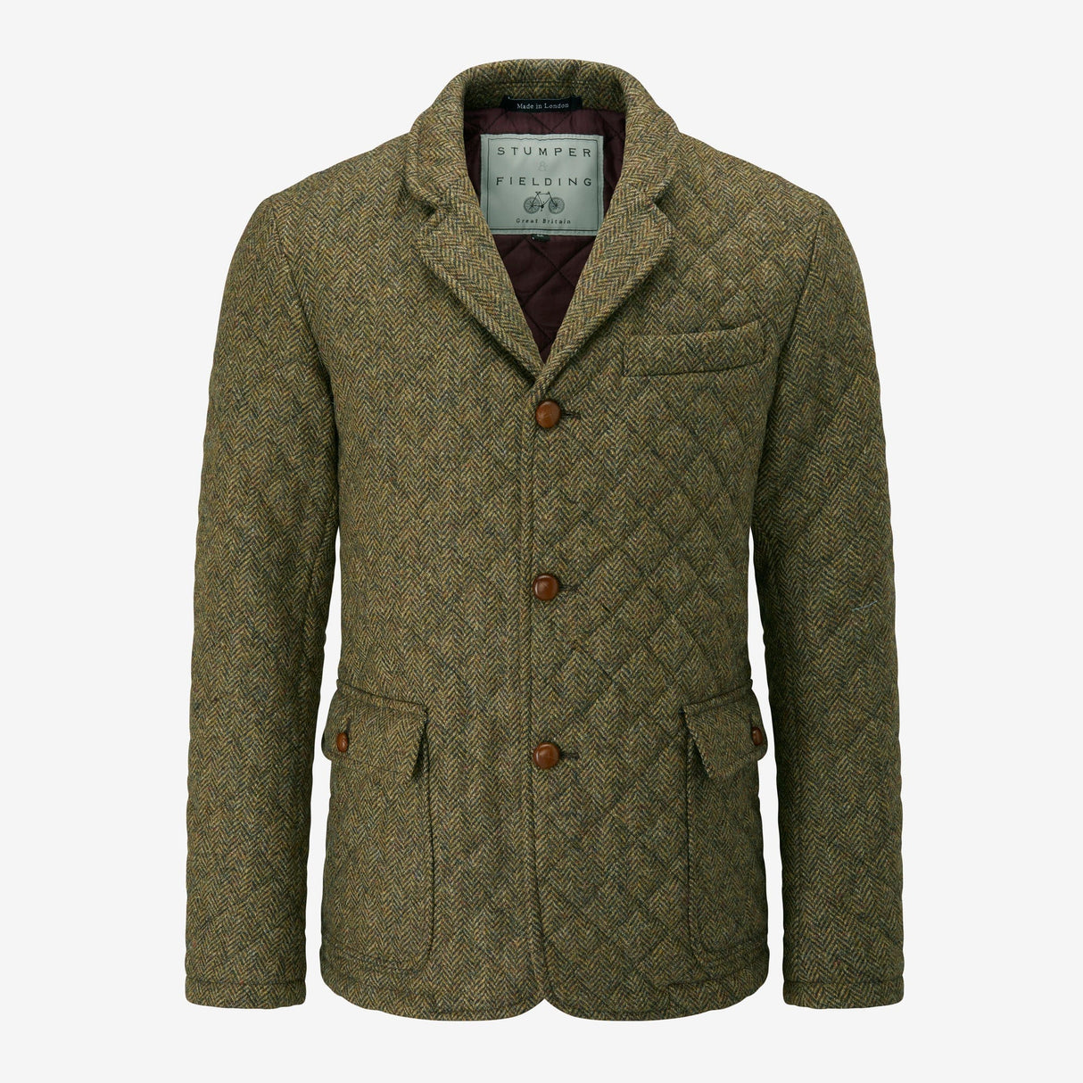 The Sutherland - Diamond Quilted Tweed Hacking Jacket - Brown/Khaki