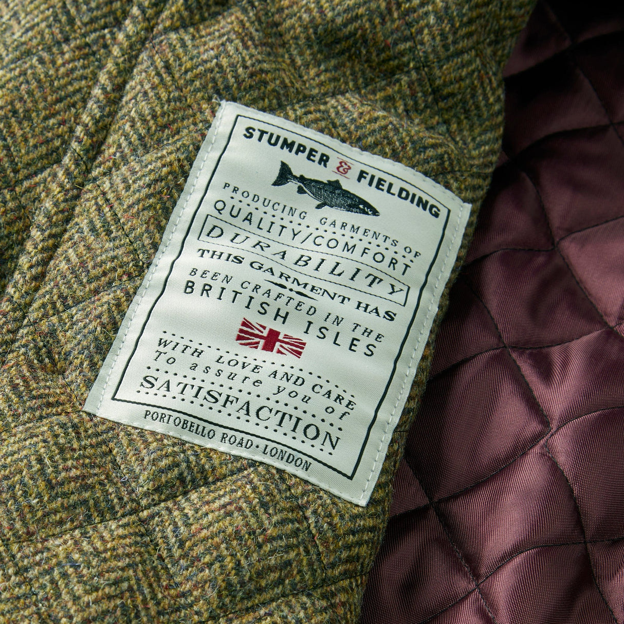 The Sutherland - Diamond Quilted Tweed Hacking Jacket - Brown/Khaki