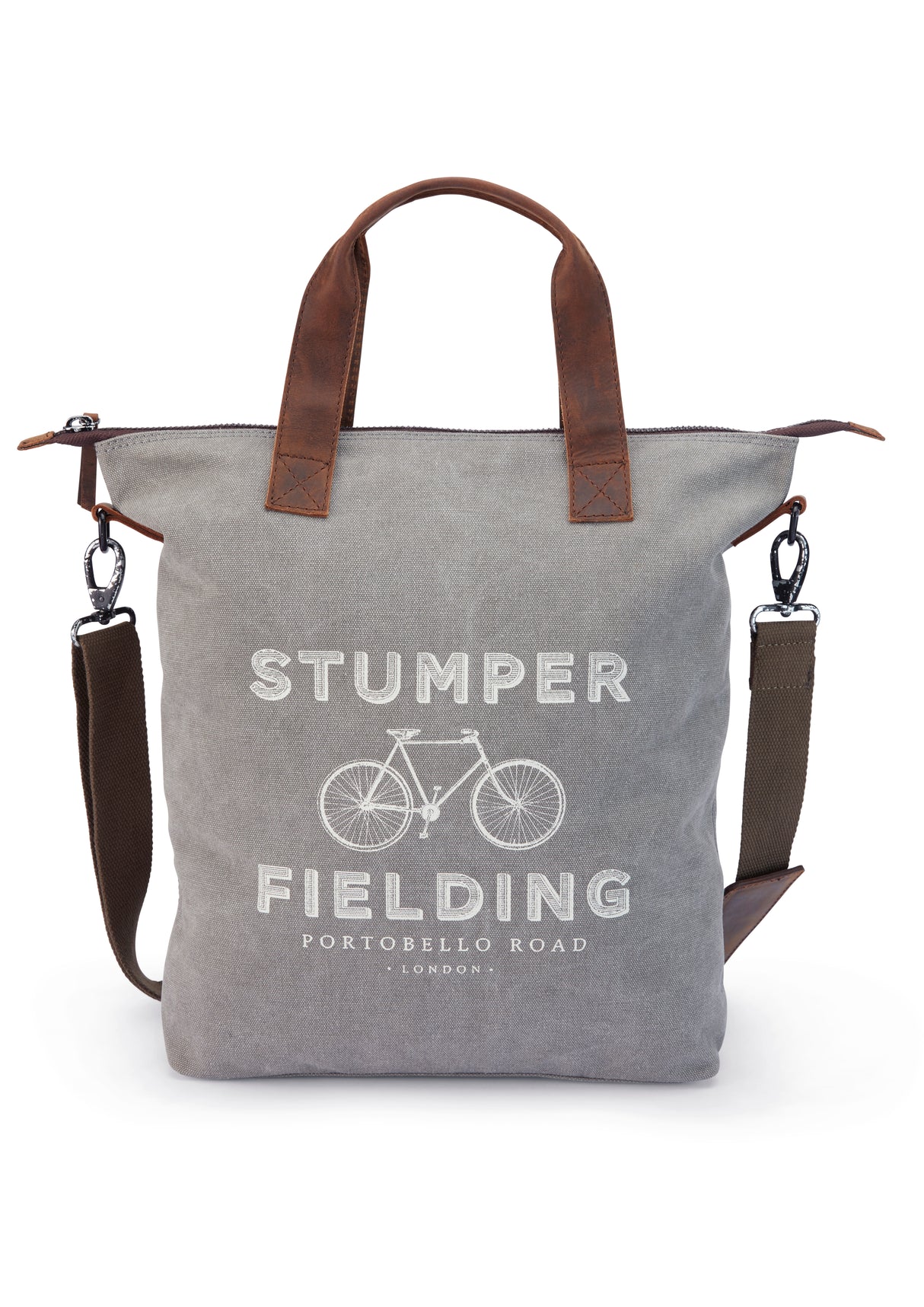 Grey Printed Canvas Shoulder Bag - The Lancaster