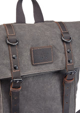 Small Grey Wax Cotton Rucksack - The Borden