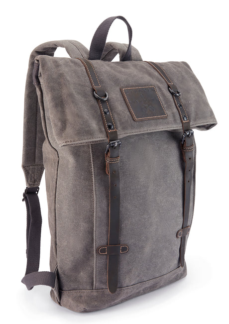 Large Grey Wax Cotton Rucksack - The Borden