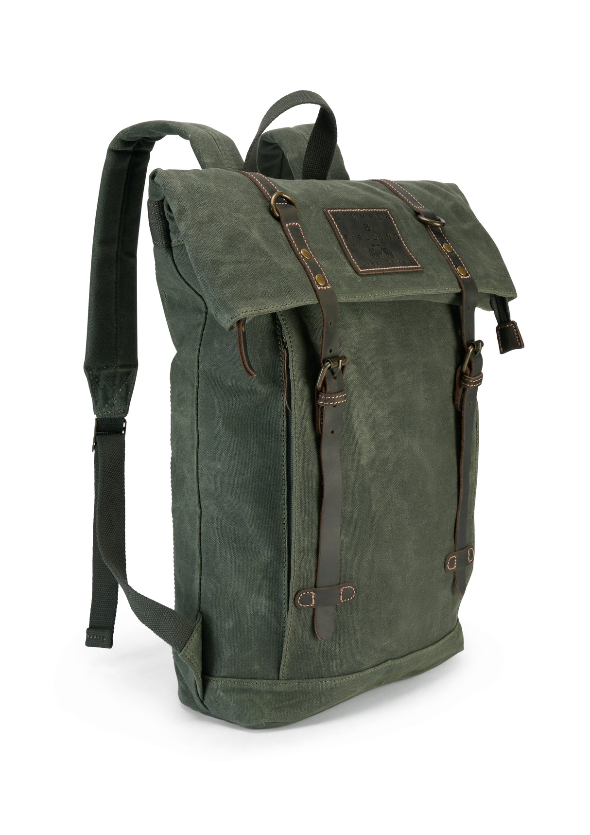 Large Green Wax Cotton Rucksack - The Borden