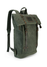 Large Green Wax Cotton Rucksack - The Borden