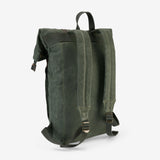 Large Waxed Cotton Green Backpack - The Borden