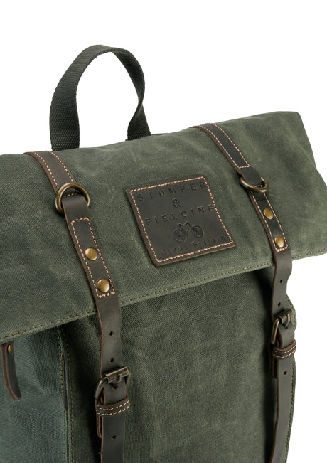 Large Green Wax Cotton Rucksack - The Borden