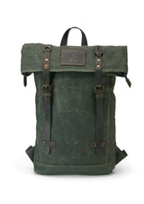 Small Green Wax Cotton Rucksack - The Borden