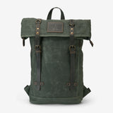 Large Waxed Cotton Green Backpack - The Borden