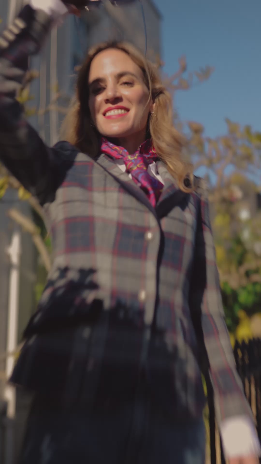 Aubrey Check Tweed Jacket - Dusky Blue and Pink – Stumper & Fielding