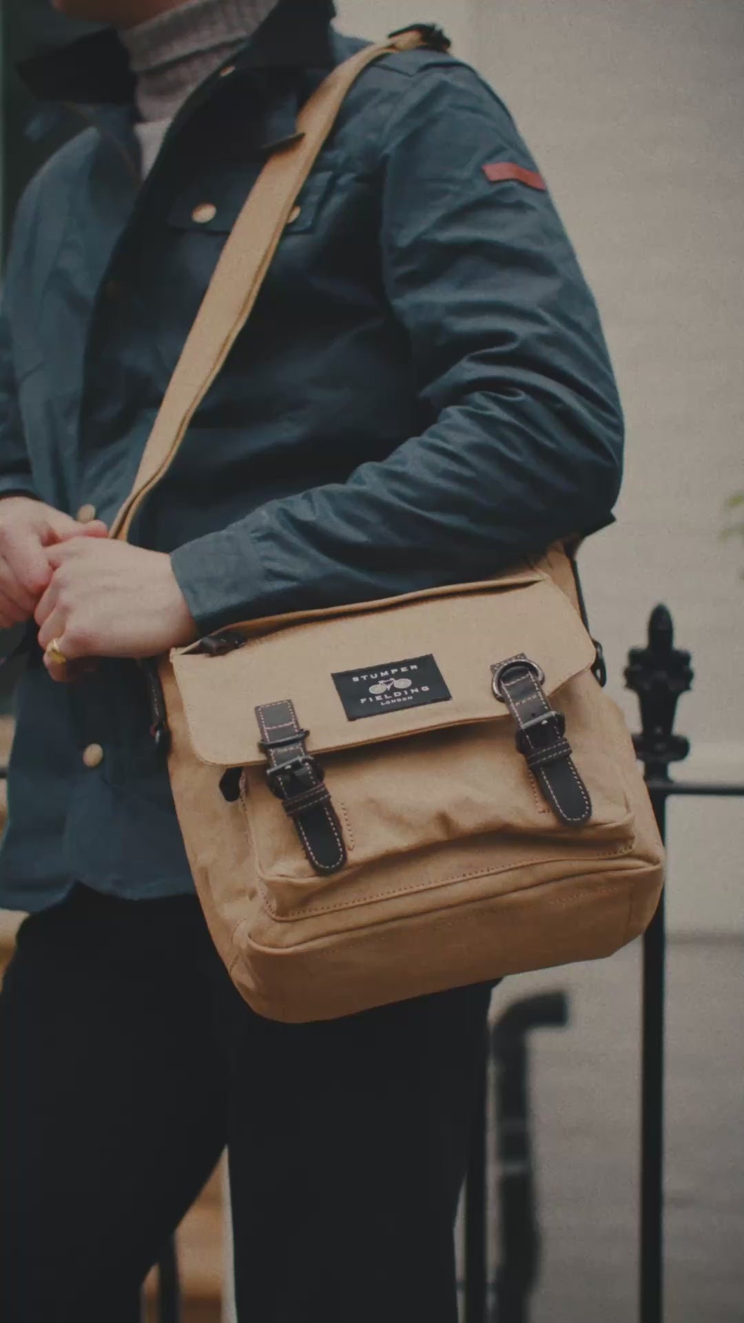 The Loxley Black Label in Sand – Messenger Bag in Stonewashed Canvas