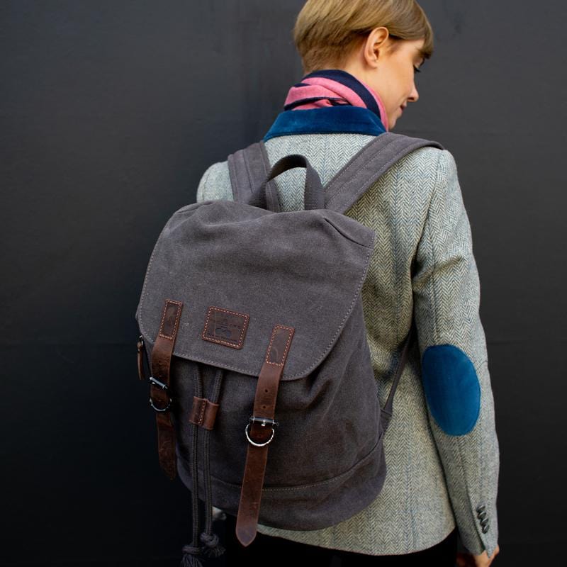 Wax Cotton Rucksack -The Fleet- Grey