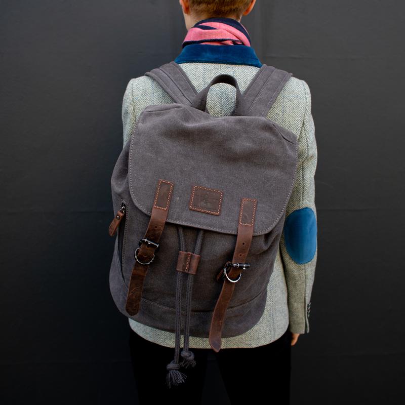 Wax Cotton Rucksack -The Fleet- Grey