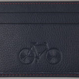 Blue with red stitching Stumper Leather Card Holder