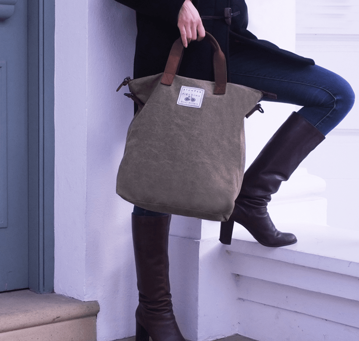 Grey Printed Canvas Shoulder Bag - The Lancaster