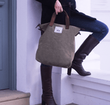 Grey Printed Canvas Shoulder Bag - The Lancaster