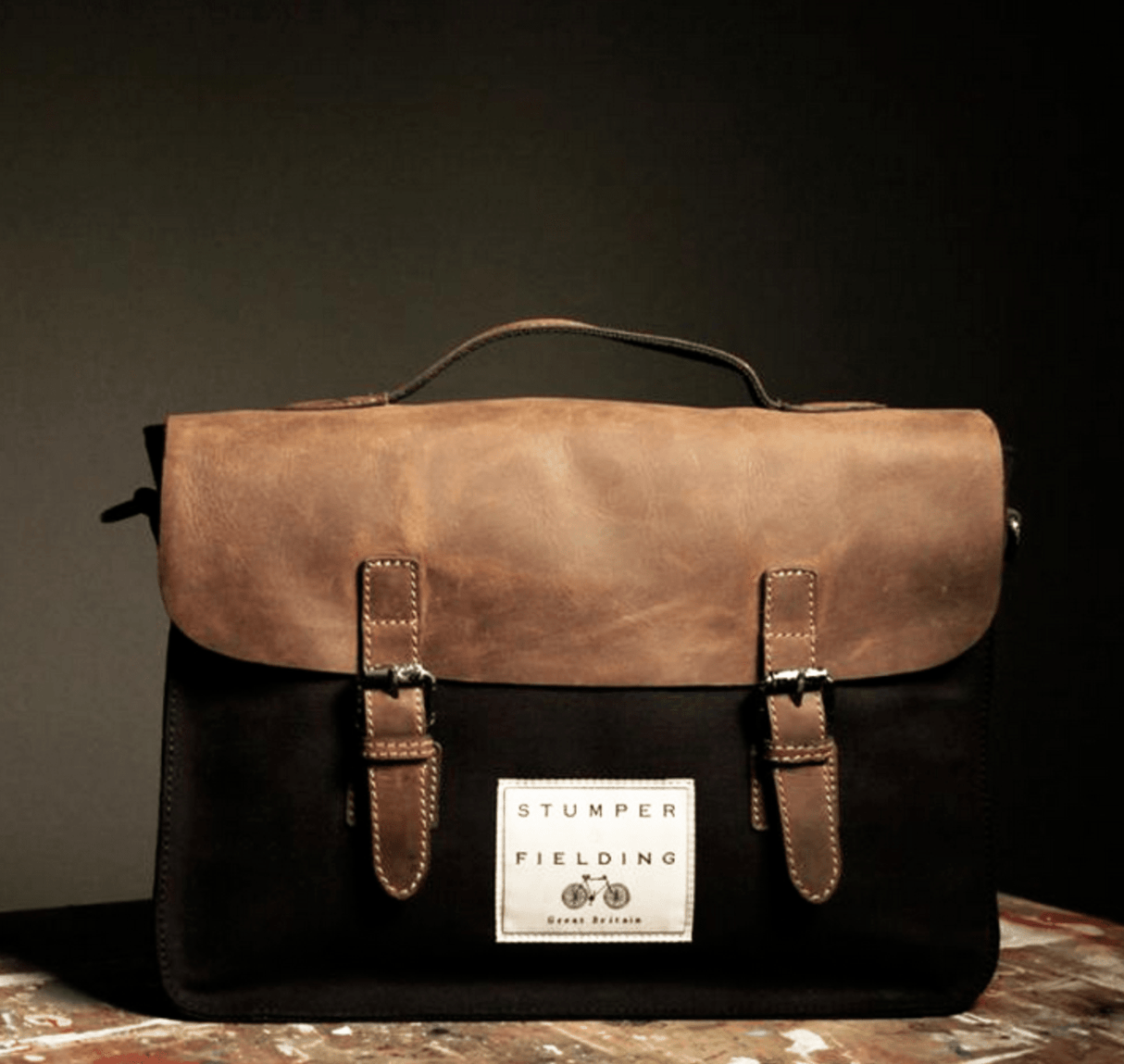 Cotton Satchel - Black/Brown - The Franklin