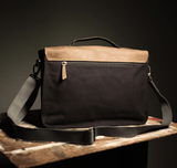 Cotton Satchel - Black/Brown - The Franklin