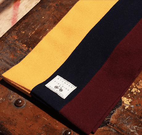 The Harlington- Burgundy, navy and yellow mens scarf 