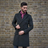 Mens Double Breasted  Overcoat in Green