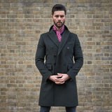 Mens Double Breasted  Overcoat in Green