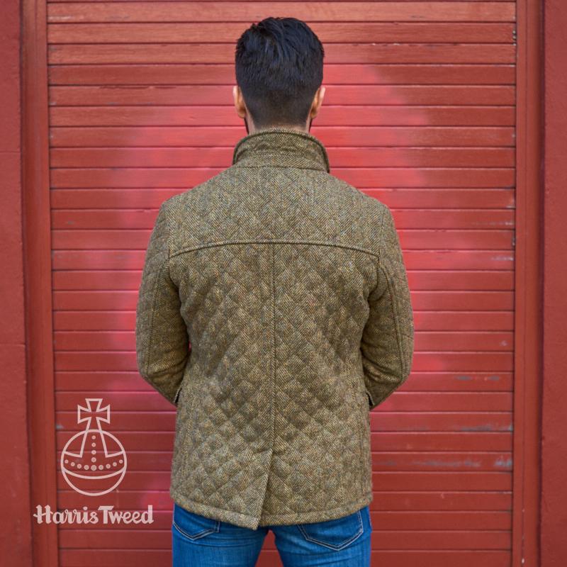 Mens Quilted Harris Tweed Jacket Rear View 