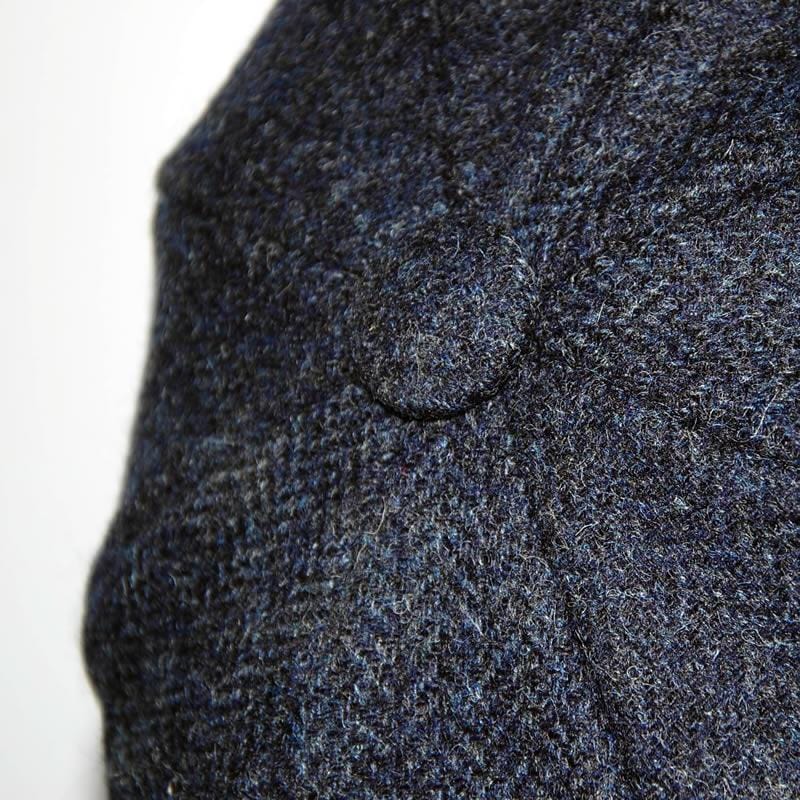 Mens Tweed Bakerboy Cap Blue Close Up