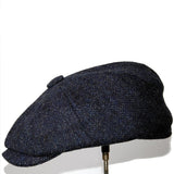 Mens Tweed Bakerboy Cap Blue